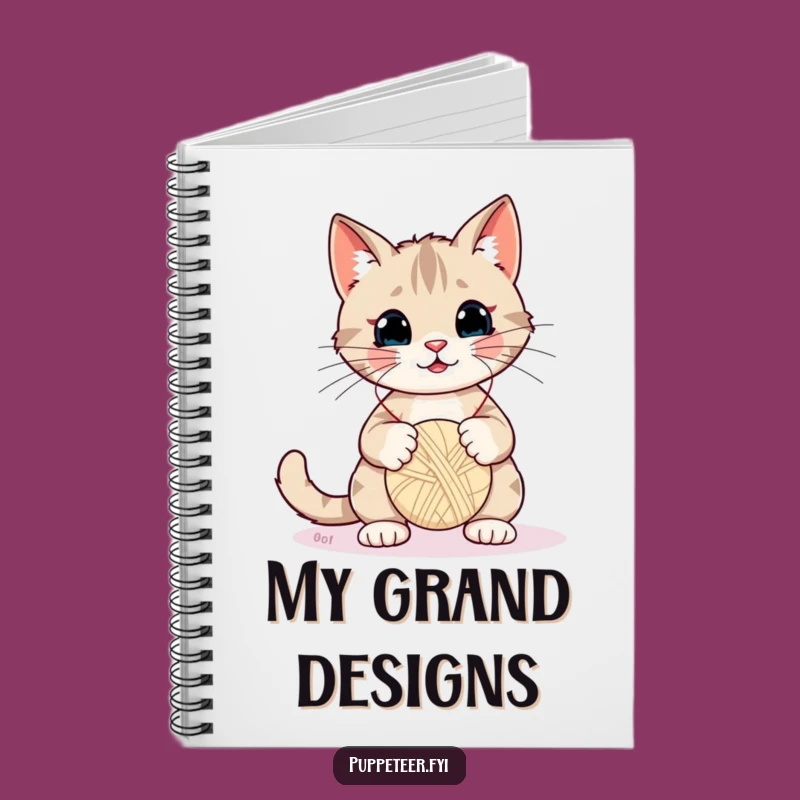 Funny Cat Yarn Puppet Master Notebook - Journal Your Hilarious Thoughts