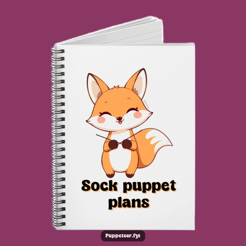 Funny Fox Sock Puppet Notebook: Ideas on the Go