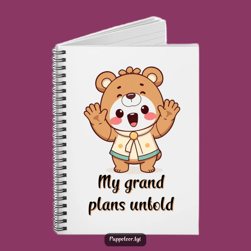 Funny Bear Puppet Master Notebook - Playful Planner, Hilarious Stationery Gift