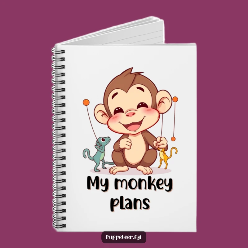 Funny Monkey Puppet Master Notebook: Delighted Character's Journal of Intricate Plans
