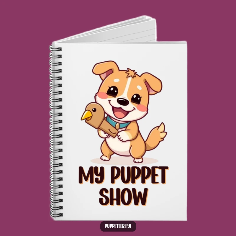 Funny Dog Puppet Master Notebook: Cheerful Grin Dog, Blank Pages, Ideal Funny Gift