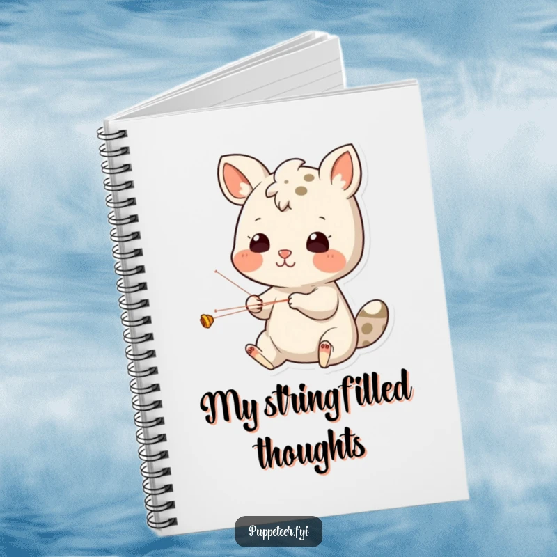 Funny Notebook: Cheerful animal character intently concentrating on puppet strings, ideal for jotting down creative ideas with humor.