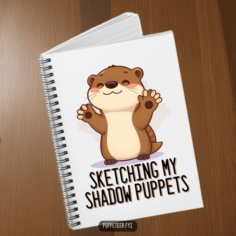 Funny notebook featuring an otter creating shadow puppets, a perfect place to jot down thoughts and funny ideas.