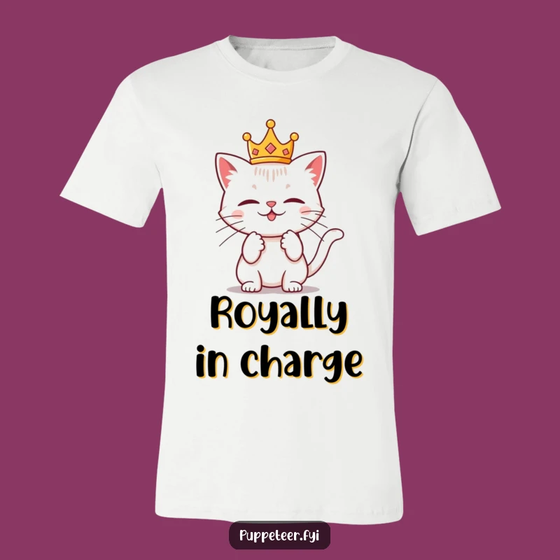 Funny Cat Crown T-Shirt - Mischievous Puppet Master Tee