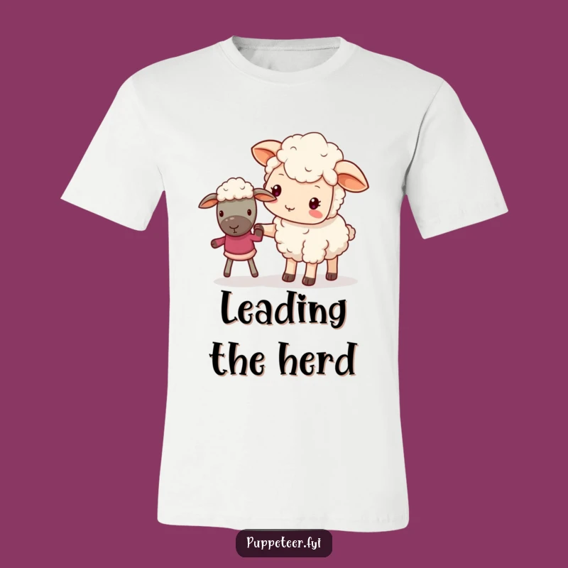 Funny Guiding Sheep T-Shirt: Wear Your Leadership with This Kawaii Tee!
