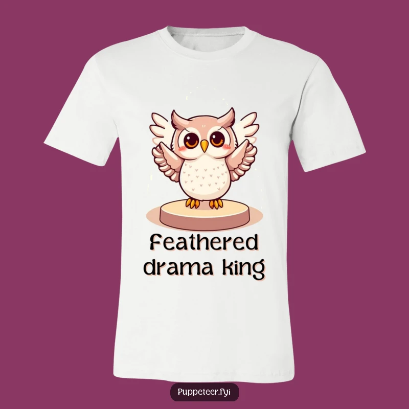Funny Owl Spotlight T-Shirt - Cheerful Wing Gesture Tee for Comedy Fans