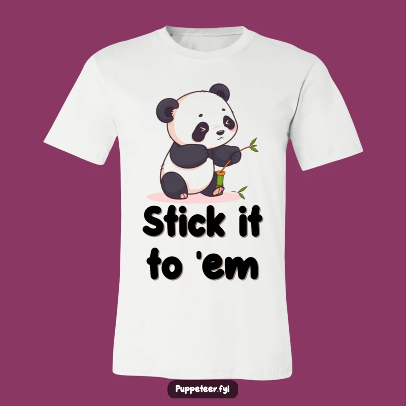 Funny Panda Puppet T-Shirt: Playful Panda's Stick Animation, Hilarious Wear!