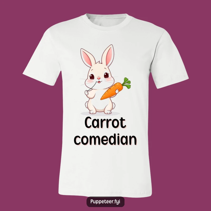 Funny Rabbit Carrot Puppet T-Shirt: Curious Tugger, Wiggling Carrot, Ideal Funny Gift