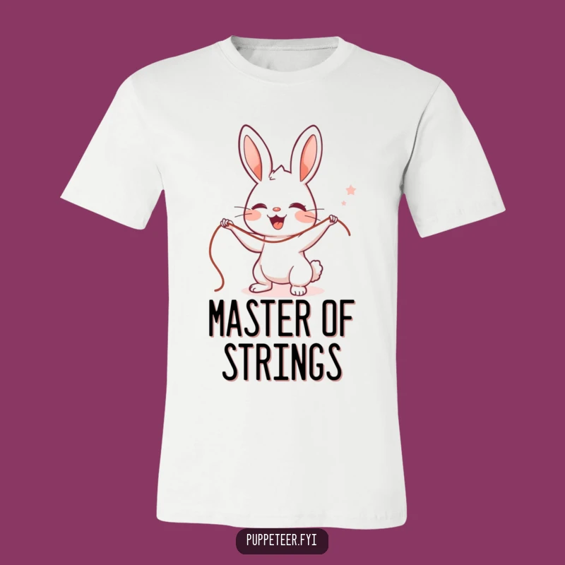 Funny Rabbit Puppet Master T-Shirt: Cute Character's Expert String Control Tee