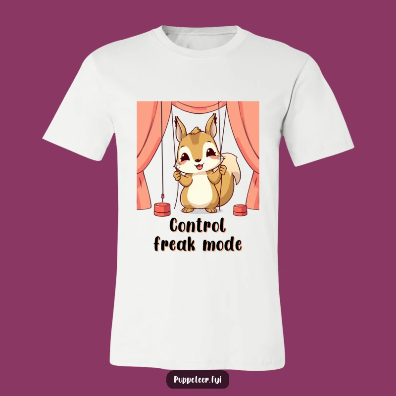 Funny Squirrel Puppeteer T-Shirt: Focused Control for Casual Style