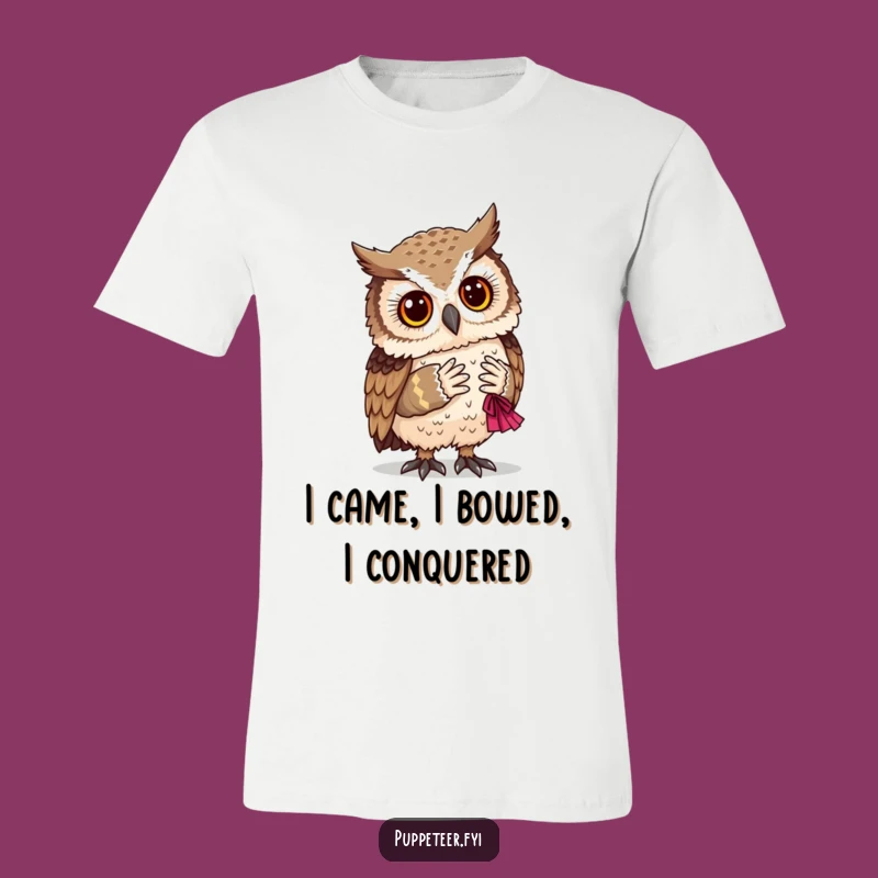Funny Owl and Puppet Bow T-Shirt: Embrace the Stage Humor