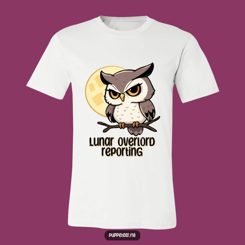 Funny Sly Owl T-Shirt: Moon Controller Graphic Tee, Whimsical Night Owl Gift