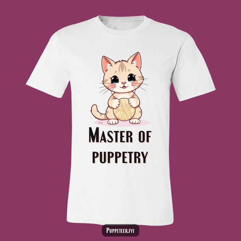 Funny Cat Yarn Puppet Master T-Shirt - Cool Graphic Tee for Animal Lovers
