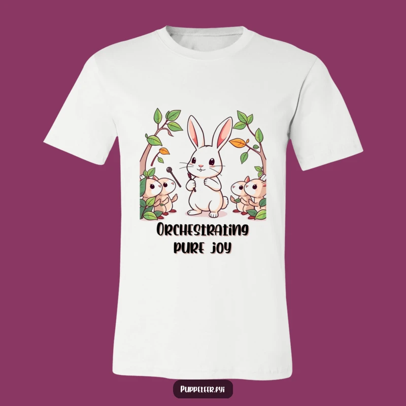 Funny Rabbit Leaf Puppets T-Shirt: Hilarious Nature Conductor Tee