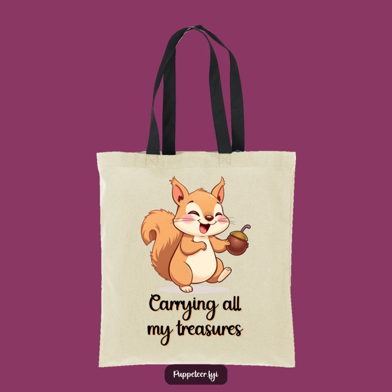 Funny Squirrel Tote Bag: Giggling Puppet Show Carry-All a Whimsical Funny Gift