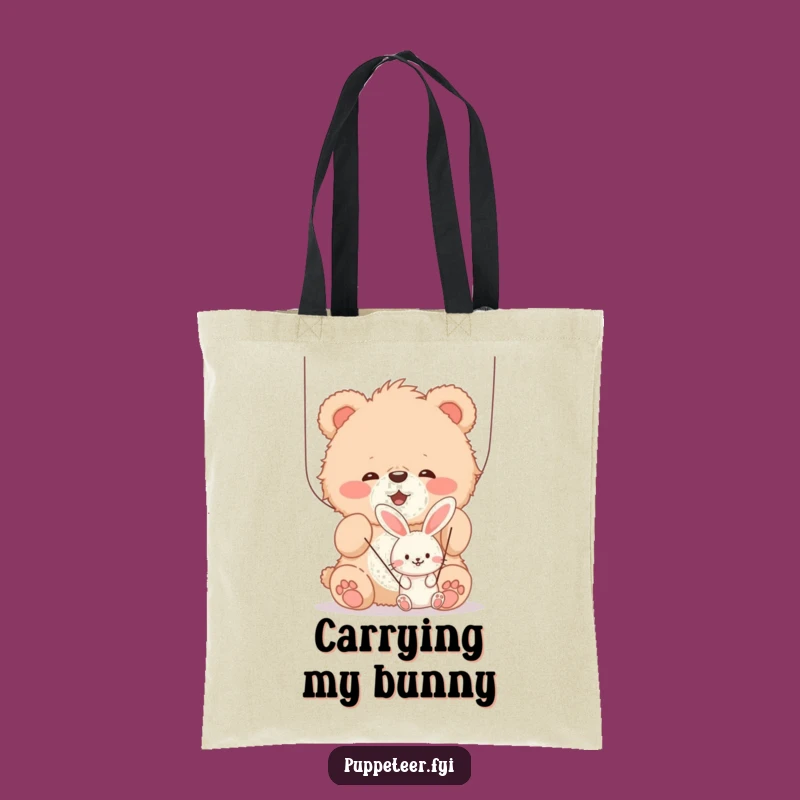 Funny Bear Cub Puppet Master Tote Bag, Hilarious Gift for Animal Fans and Shoppers