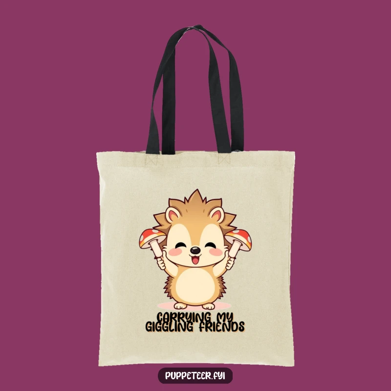 Funny Hedgehog Mushroom Puppets Tote Bag: Spacious & Hilarious Forest Accessory