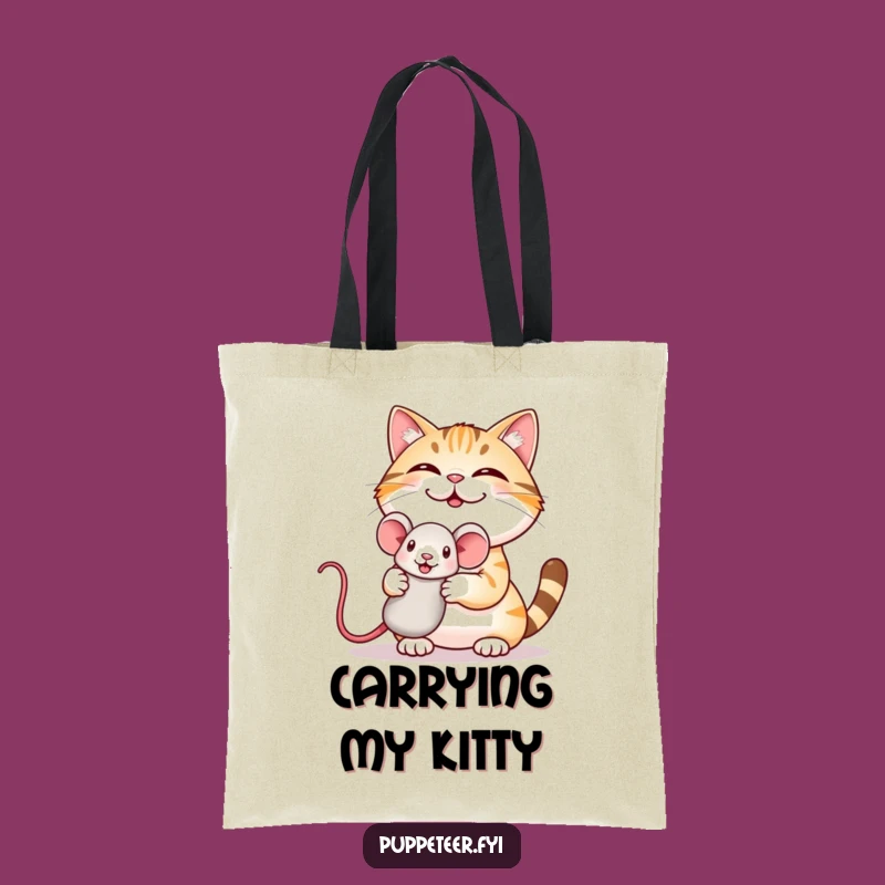 Funny Cat Puppet Tote Bag: Giggling Cat, Carry Your Comedy