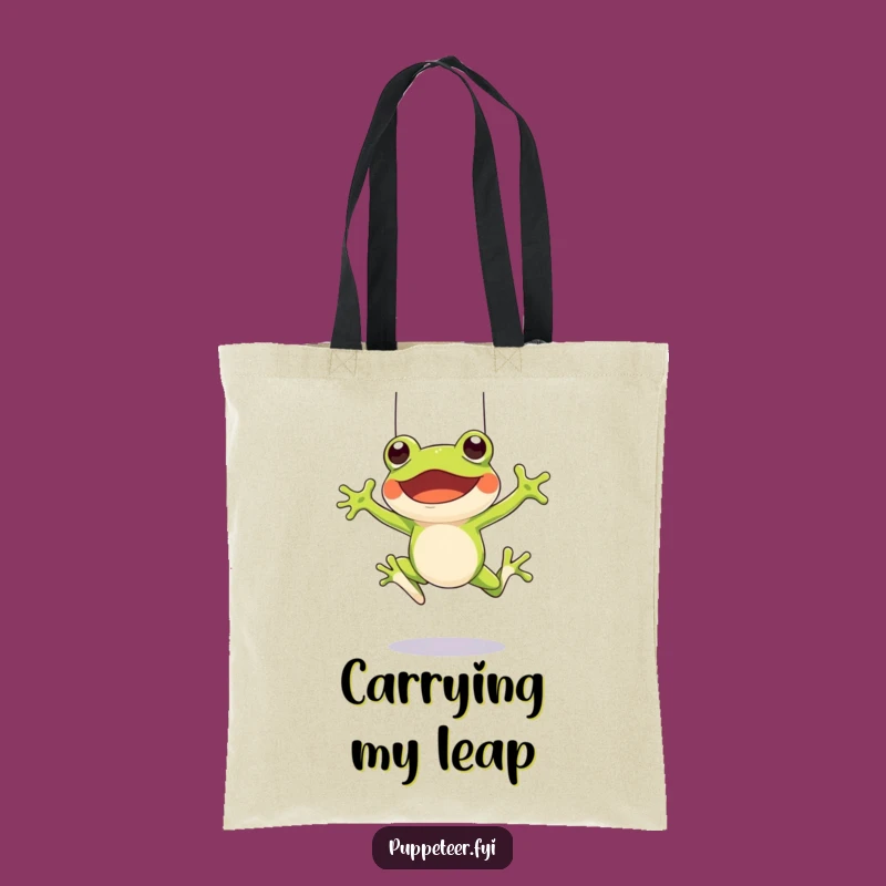 Funny Frog Puppet Master Tote Bag: Carry Your Joyful Leaps