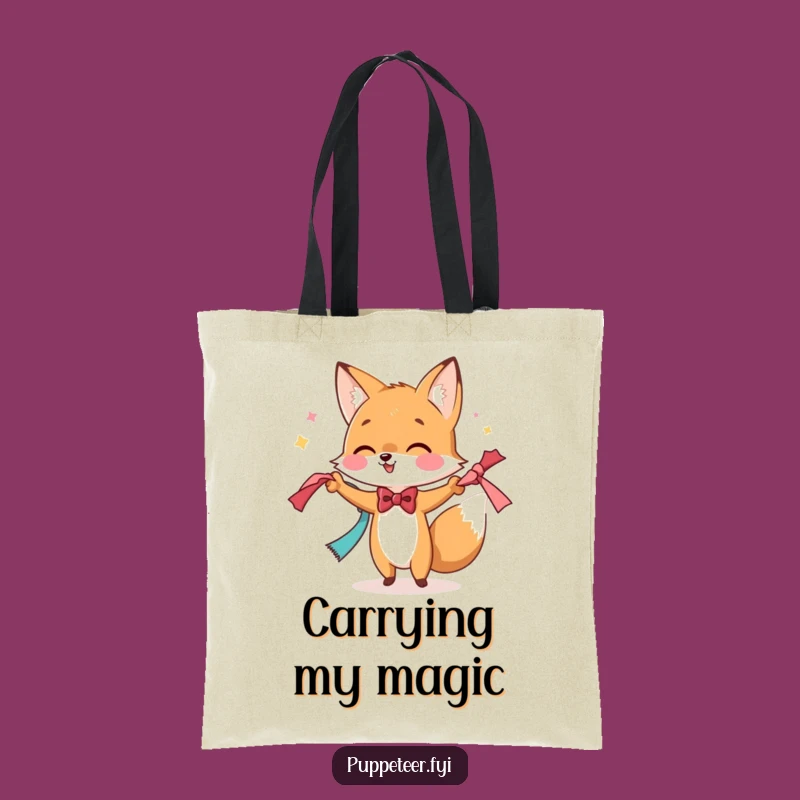 Funny Fox Magician Tote Bag: Dapper Cartoon Accessory, Perfect Funny Gift