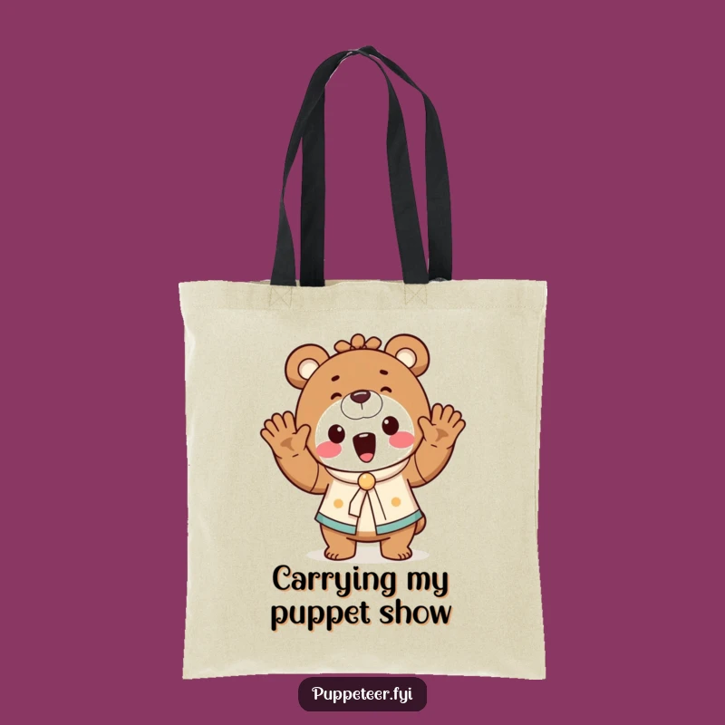 Funny Bear Puppet Master Tote Bag - Playful Organizer, Hilarious Gift