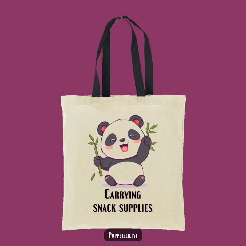 Funny Panda Tote Bag: Bamboo Puppet Fun, Practical and Adorable Gift