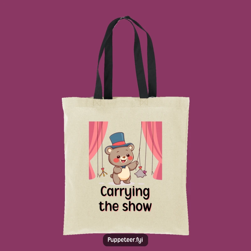 Funny Bear Puppet Master Tote Bag: Joyful Cartoon Accessory, Perfect Funny Gift