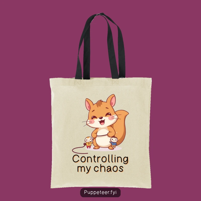 Funny Squirrel Puppet Master Tote Bag: Cheerful Controller Accessory for Playful Errands