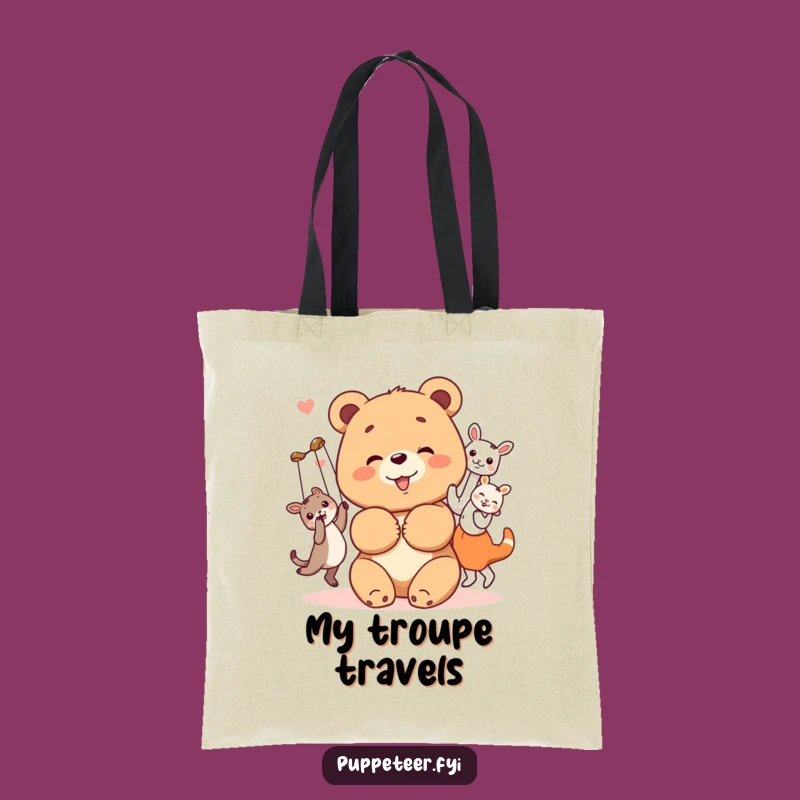 Funny Bear Cub Tote Bag: Puppet Show Accessory - Gift