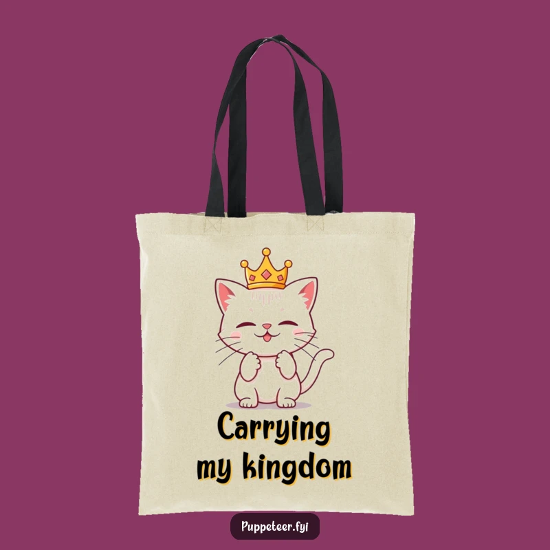 Funny Cat Crown Tote Bag - Mischievous Accessory for Daily Reign