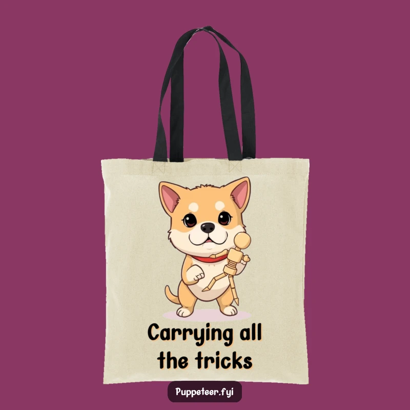 Funny Determined Dog Marionette Tote Bag: Concentrating Canine Accessory for Skillful Errands