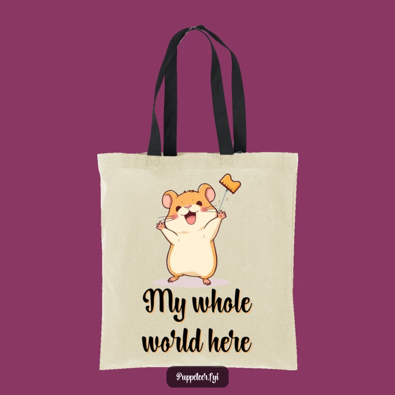Funny Hamster Puppet Tote Bag: Happy Performer Gift