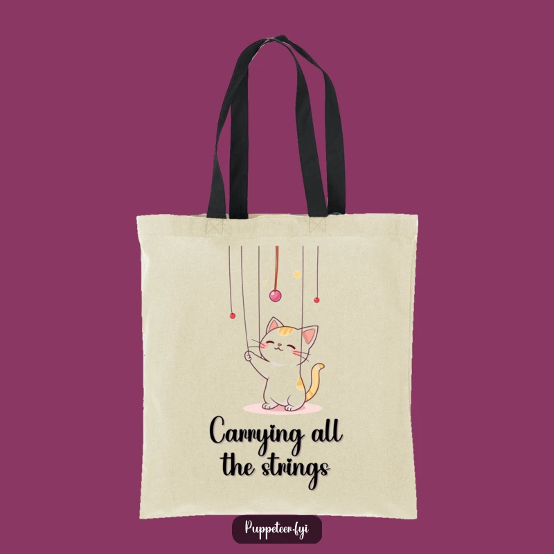 Funny Kawaii Cat Puppet Master Tote Bag: Carry Your Essentials with Hilarious Style, A Funny Gift