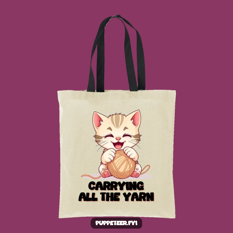 Funny Kitten Yarn Controller Tote Bag: Carry Your Yarn, Stylish Cat Accessory Gift