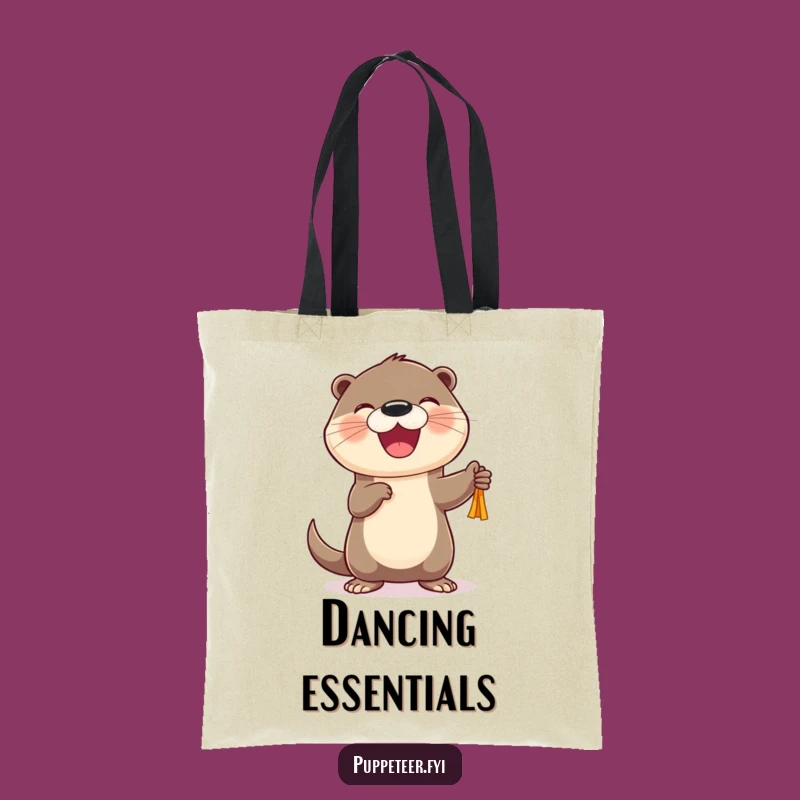Funny Otter Puppet Dancer Tote Bag: Cheerful Character's Joyful Carry-All Gift