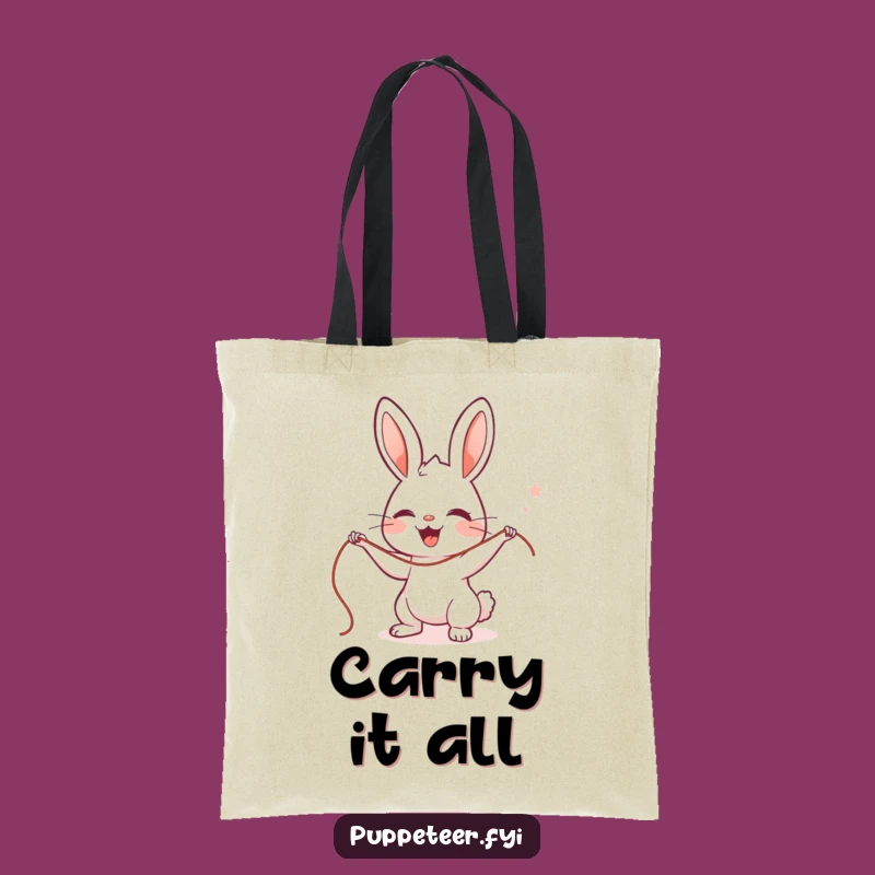 Funny Rabbit Puppet Master Tote Bag: Cute Character's String Control Shopping Gift