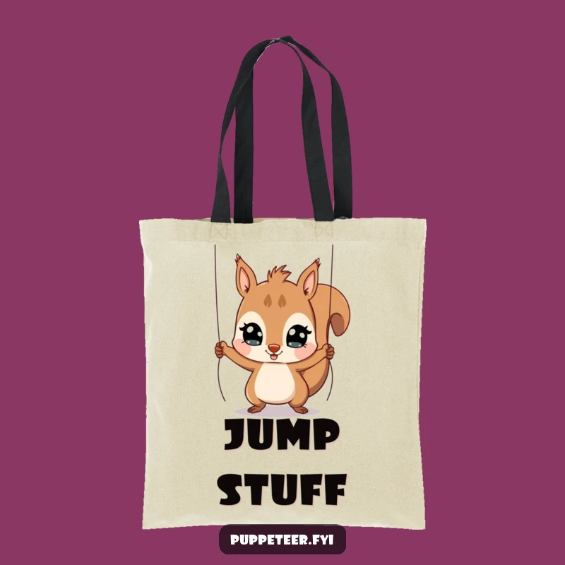 Funny Squirrel Puppet Master Tote Bag: Playful Character's Jumping Puppet Style Gift