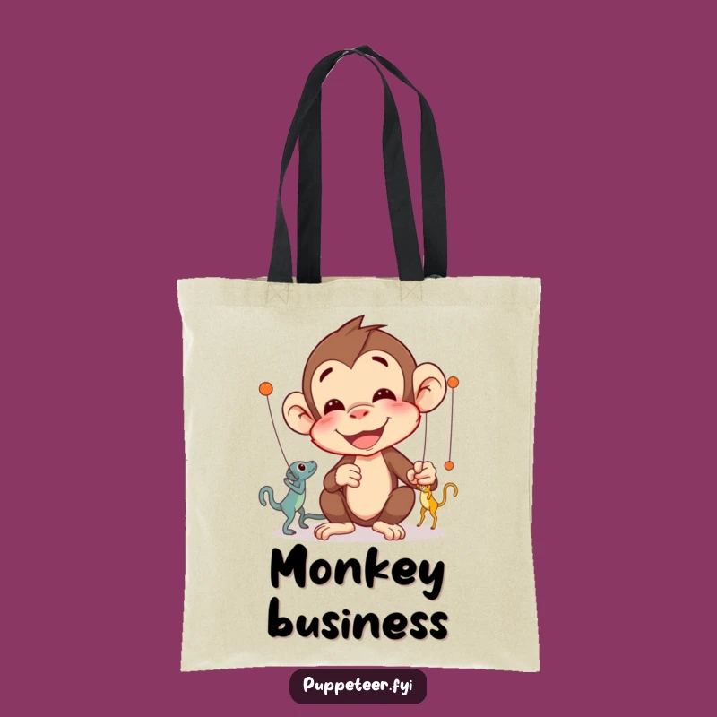 Funny Monkey Puppet Master Tote Bag: Delighted Character's Intricate Control Gift