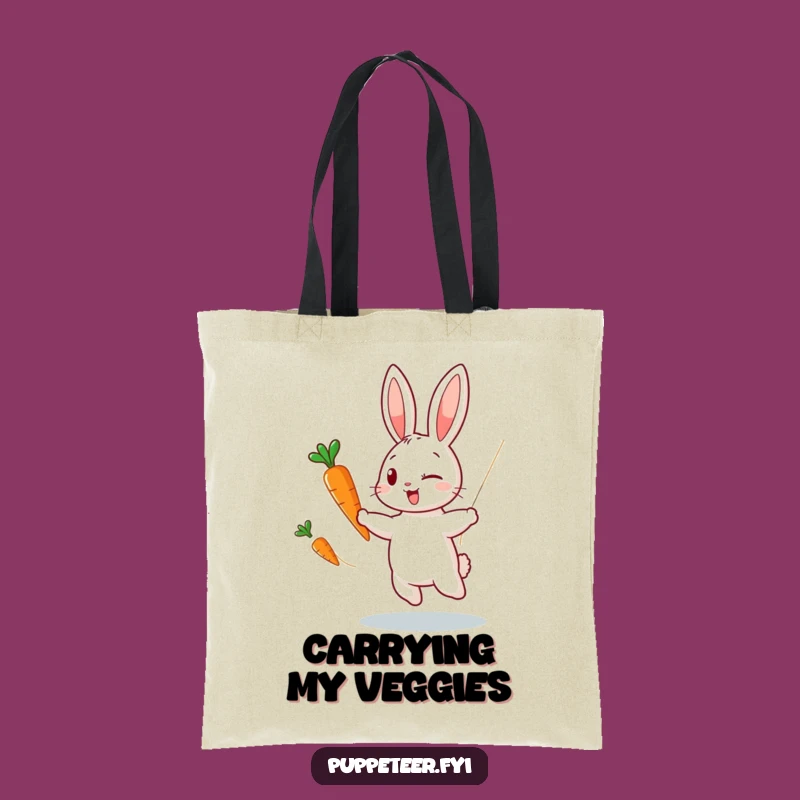 Playful Rabbit Carrot Puppet Tote Bag: Carrying Fun!